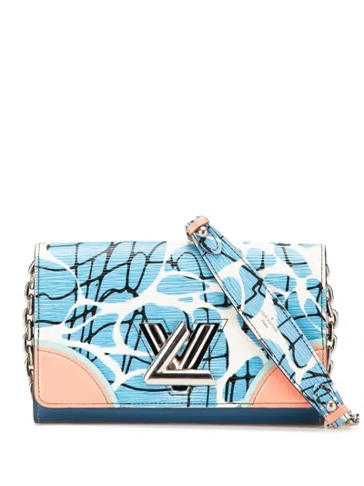 Pre-owned Louis Vuitton 2015 Epi Aqua Twist Wallet On Chain Crossbody Bag