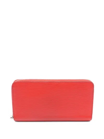 Pre-owned Louis Vuitton 2015 Epi Coquelicot Leather Zip Wallet In Red