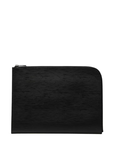 Pre-owned Louis Vuitton 2015 Epi Pochette Jour Gm Clutch Bag In Black