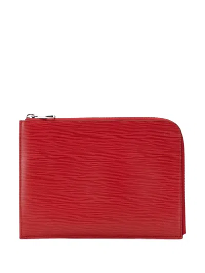 Pre-owned Louis Vuitton 2015 Epi Pochette Jour Pm Clutch Bag In Red