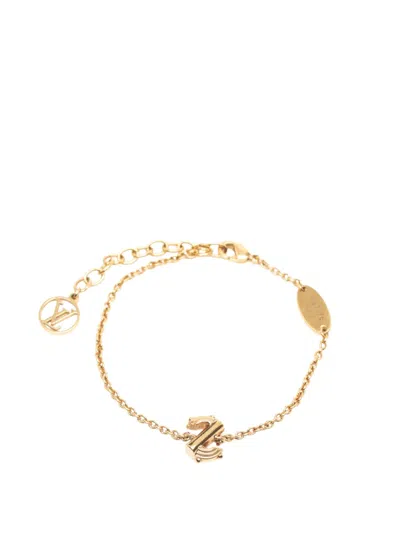 Pre-owned Louis Vuitton 2015 Gold Plated Brass Lv & Me S Bracelet Costume Bracelet
