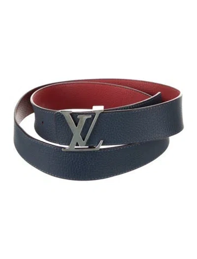 Pre-owned Louis Vuitton 2015 Initiales 40mm Reversible Taurillon Leather Waist Belt Belt In Blue