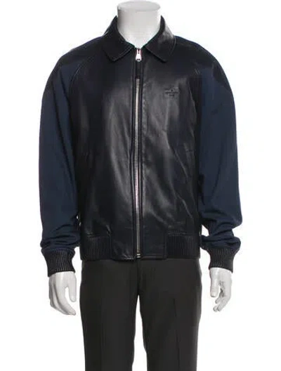 Pre-owned Louis Vuitton 2015 Lambskin Bomber Jacket In Blue