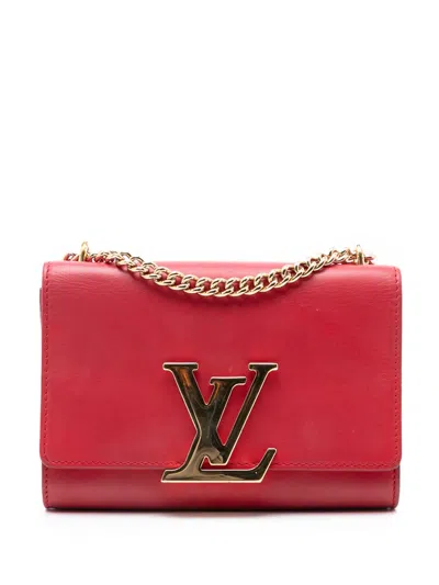 Pre-owned Louis Vuitton 2015 Leather Louise Chain Mm Crossbody Bag In Red
