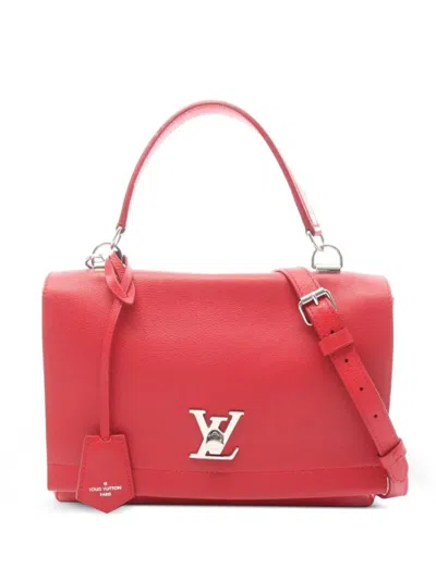 Pre-owned Louis Vuitton 2015 Lockme Ii Logo Flap Tote Bag In Red