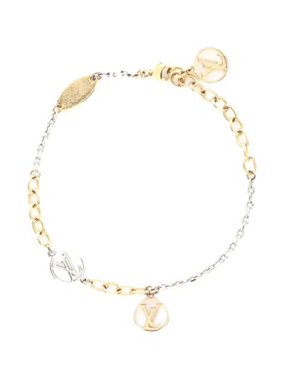 Pre-owned Louis Vuitton 2015 Logo-charm Chain Bracelet In Gold