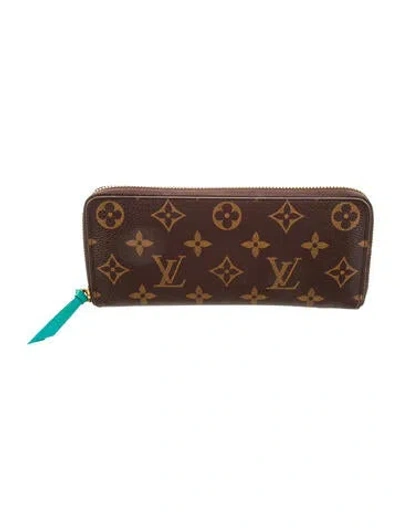 Pre-owned Louis Vuitton 2015 Lv Monogram Clemence Wallet In Brown