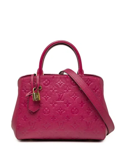 Pre-owned Louis Vuitton 2015 Monogram Empreinte Montaigne Bb Satchel In Purple
