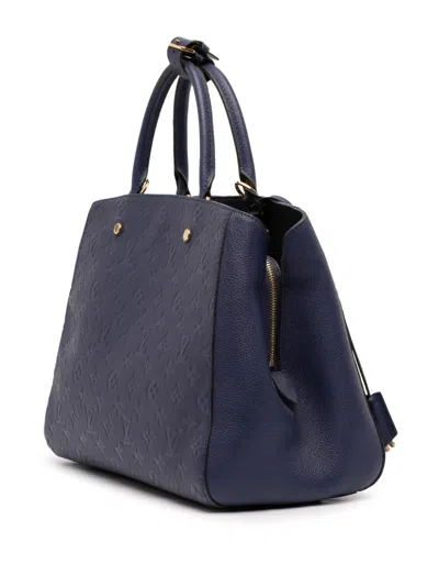 Pre-owned Louis Vuitton 2015 Monogram Empreinte Montaigne Gm Satchel In Blue