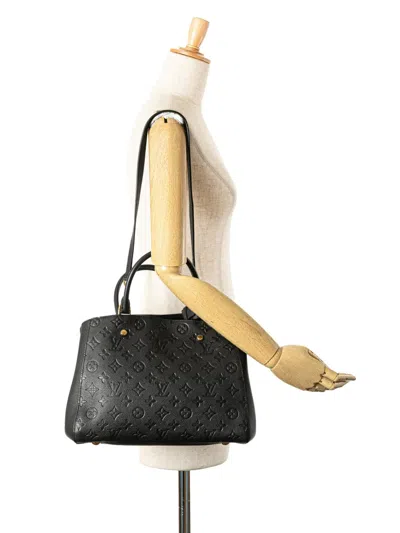 Pre-owned Louis Vuitton 2015 Monogram Empreinte Montaigne Mm Satchel In Black