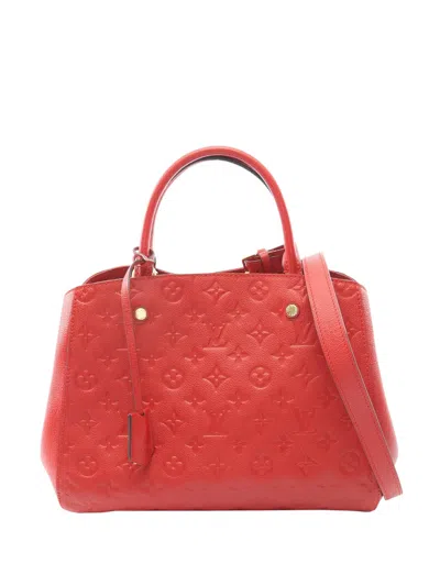 Pre-owned Louis Vuitton 2015 Monogram Empreinte Montaigne Mm Satchel In Red