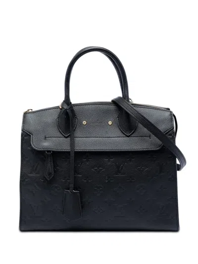 Pre-owned Louis Vuitton 2015 Monogram Empreinte Pont Neuf Mm Satchel In Black