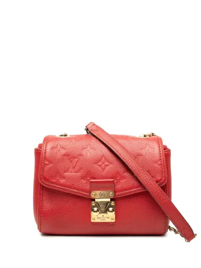 Pre-owned Louis Vuitton 2015 Monogram Empreinte Saint Germain Bb Crossbody Bag In Red