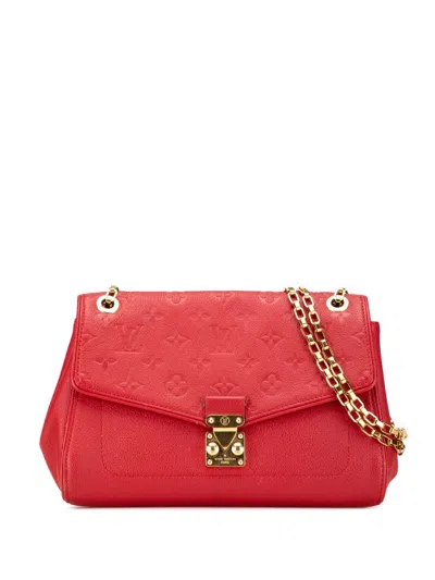 Pre-owned Louis Vuitton 2015 Monogram Empreinte Saint Germain Pm Shoulder Bag In Red