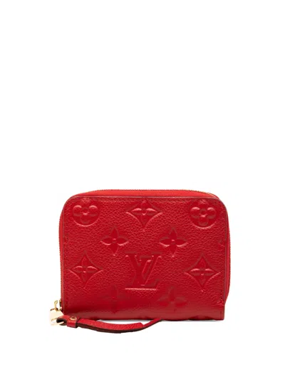 Pre-owned Louis Vuitton 2015 Monogram Empreinte Zippy Coin Purse Small Wallets In Red