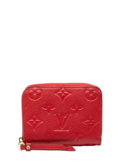Pre-owned Louis Vuitton 2015 Monogram Empreinte Zippy Purse Coin Pouch In Red