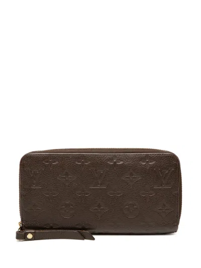 Pre-owned Louis Vuitton 2015 Monogram Empreinte Zippy Wallet Long Wallets In Brown