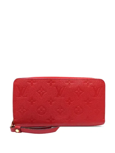 Pre-owned Louis Vuitton 2015 Monogram Empreinte Zippy Wallet Long Wallets In Red