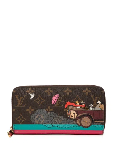 Pre-owned Louis Vuitton 2015 Monogram Evasion Illustre Zippy Wallet Long Wallets In Brown