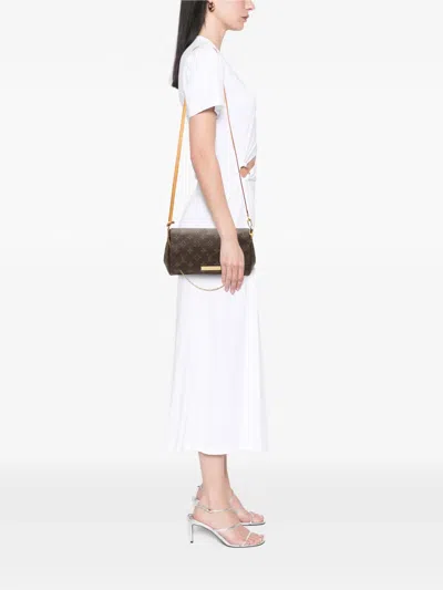 Pre-owned Louis Vuitton 2015 Monogram Favorite Mm Satchel In Brown