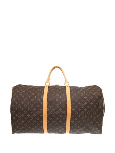 Pre-owned Louis Vuitton 2015 Monogram Keepall 60 Travel Bag In Brown
