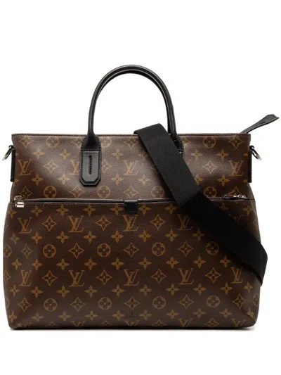 Pre-owned Louis Vuitton 2015 Monogram Macassar 7 Days A Week Satchel In Brown