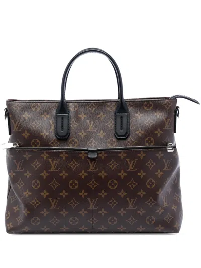 Pre-owned Louis Vuitton 2015 Monogram Macassar 7 Days A Week Satchel In Brown