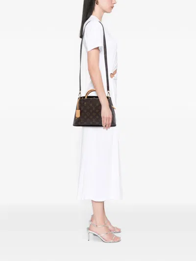 Pre-owned Louis Vuitton 2015 Monogram Montaigne Bb Satchel In Brown
