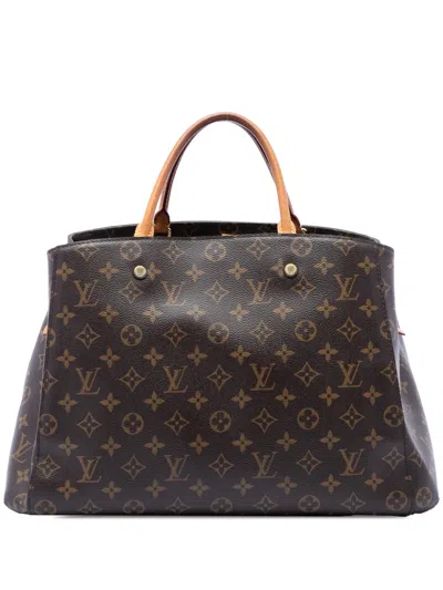Pre-owned Louis Vuitton 2015 Monogram Montaigne Gm Satchel In Brown