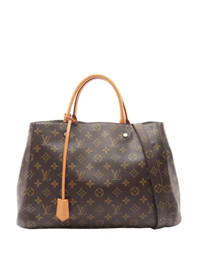 Pre-owned Louis Vuitton 2015 Monogram Montaigne Gm Satchel In Brown