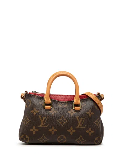 Pre-owned Louis Vuitton 2015 Monogram Nano Pallas Satchel In Brown
