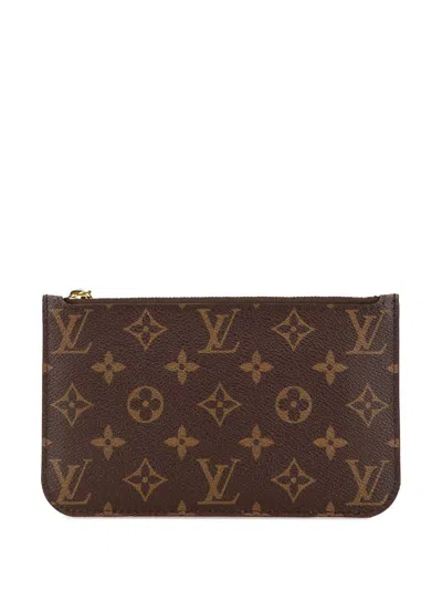 Pre-owned Louis Vuitton 2015 Monogram Neverfull Pouch In Brown