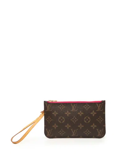 Pre-owned Louis Vuitton 2015 Monogram Neverfull Pouch In Brown