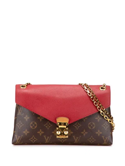 Pre-owned Louis Vuitton 2015 Monogram Pallas Chain Shoulder Bag In Brown