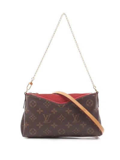 Pre-owned Louis Vuitton 2015 Monogram Pallas Clutch Satchel In Brown