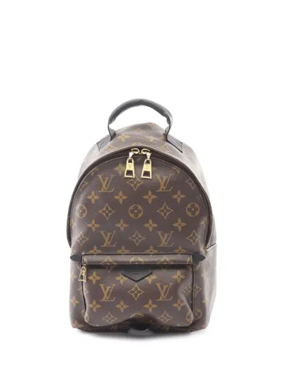 Pre-owned Louis Vuitton 2015 Monogram Palm Springs Pm Backpack In Brown