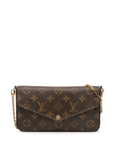 Pre-owned Louis Vuitton 2015 Monogram Pochette Felicie Crossbody Bag In Brown