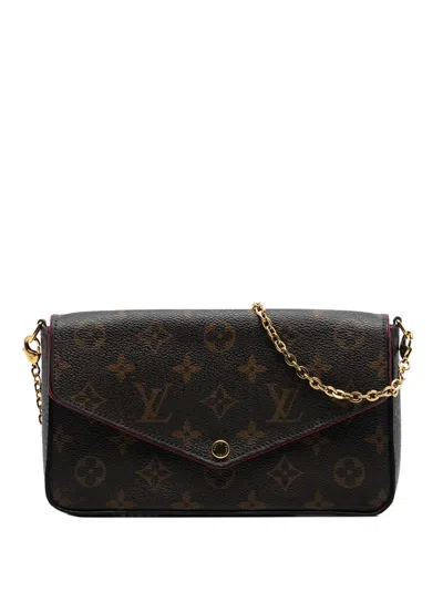 Pre-owned Louis Vuitton 2015 Monogram Pochette Felicie Crossbody Bag In Brown