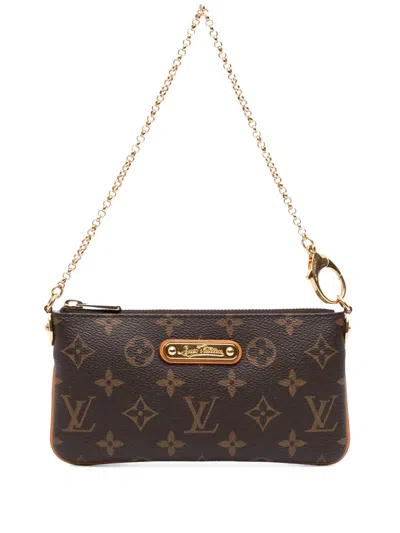 Pre-owned Louis Vuitton 2015 Monogram Pochette Milla Mm Shoulder Bag In Brown