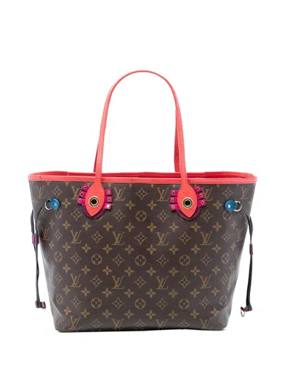 Pre-owned Louis Vuitton 2015 Monogram Totem Neo Neverfull Mm Tote Bag In Brown