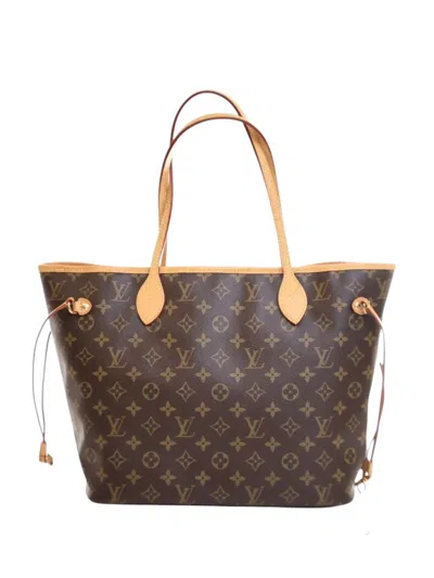Pre-owned Louis Vuitton 2015 Monogram V Neverfull Mm Tote Bag In Brown