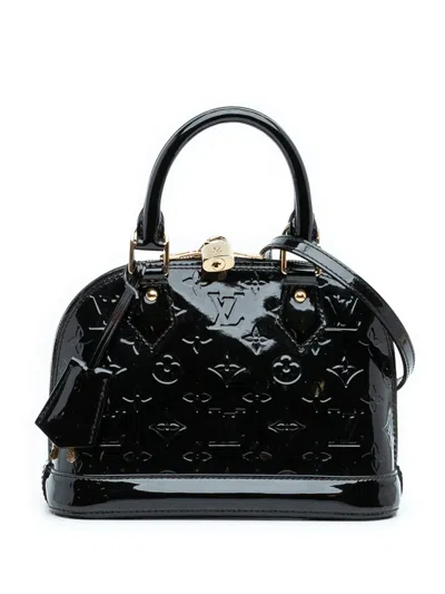 Pre-owned Louis Vuitton 2015 Monogram Vernis Alma Bb Satchel In Black