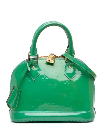 Pre-owned Louis Vuitton 2015 Monogram Vernis Alma Bb Satchel In Green