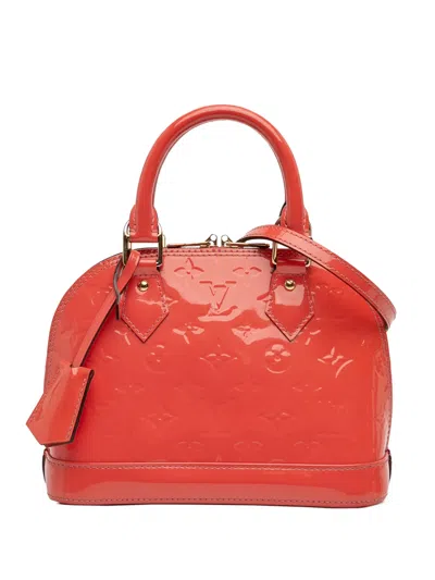 Pre-owned Louis Vuitton 2015 Monogram Vernis Alma Bb Satchel In Orange