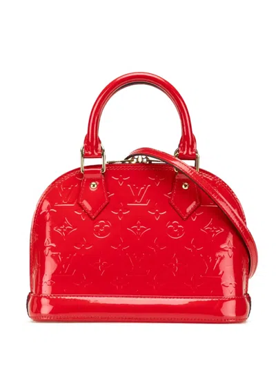 Pre-owned Louis Vuitton 2015 Monogram Vernis Alma Bb Satchel In Red