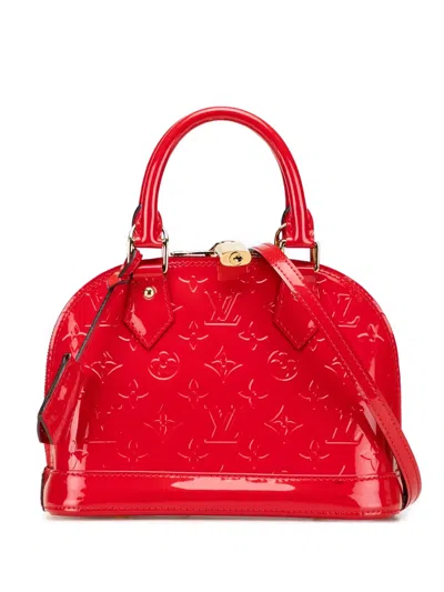 Pre-owned Louis Vuitton 2015 Monogram Vernis Alma Bb Satchel In Red