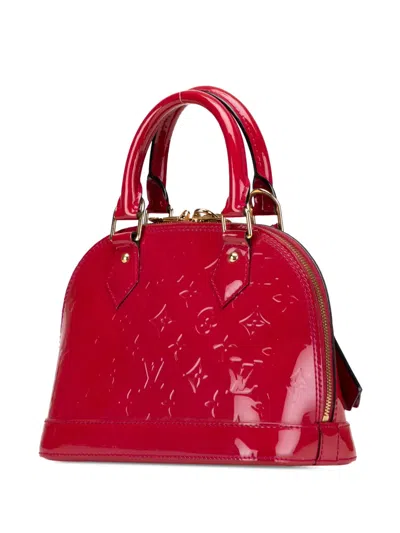 Pre-owned Louis Vuitton 2015 Monogram Vernis Alma Bb Satchel In Red