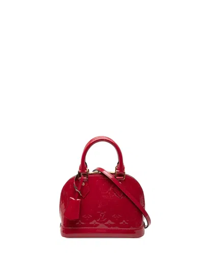 Pre-owned Louis Vuitton 2015 Monogram Vernis Alma Bb Satchel In Red