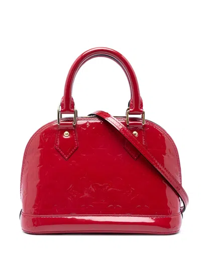 Pre-owned Louis Vuitton 2015 Monogram Vernis Alma Bb Satchel In Red