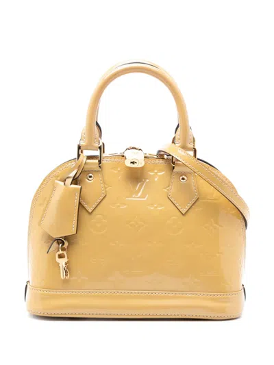 Pre-owned Louis Vuitton 2015 Monogram Vernis Alma Bb Satchel In Yellow